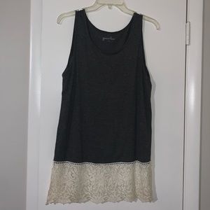 GRACE & LACE GREY/CREAM LACE Tank Camisole (Sweater Extender)